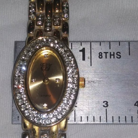 EJ LADIES OVAL FACE WRISTWATCH w/DIAMOND CHIPS CA 00587 - Picture 7 of 12